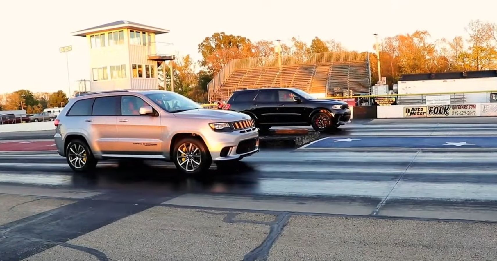 Jeep vs Dodge Husband Wife Drag Race Start Line