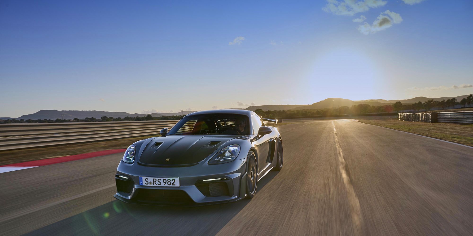 The front of the Cayman GT4 RS on the move