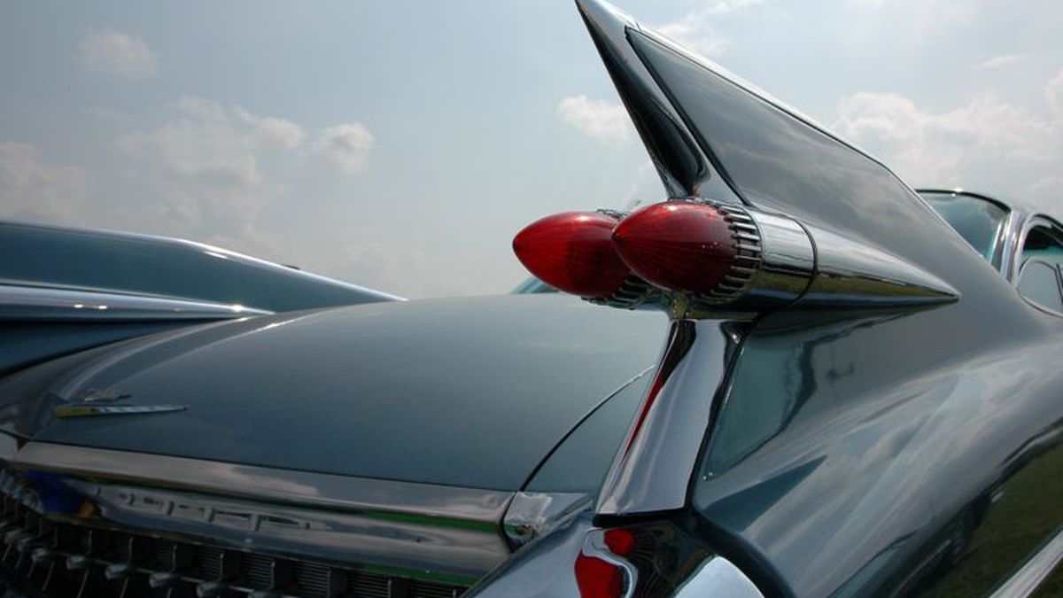 A Tail fin on a classic car