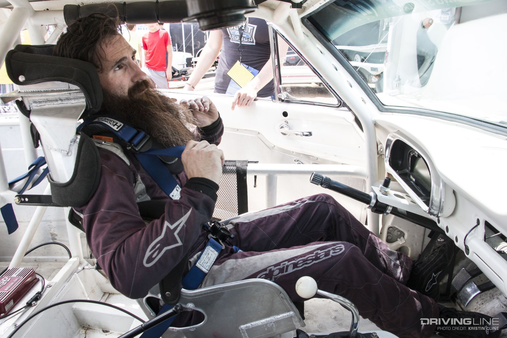 Aaron Kaufman inside a project car -  Built 12 Cars In 24 Weeks while at the gas monkey garage