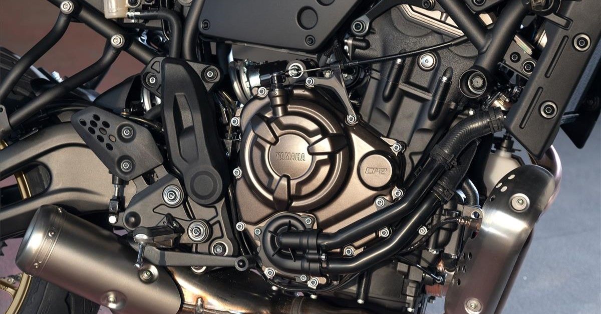 2022 Yamaha XSR700 engine close-up view