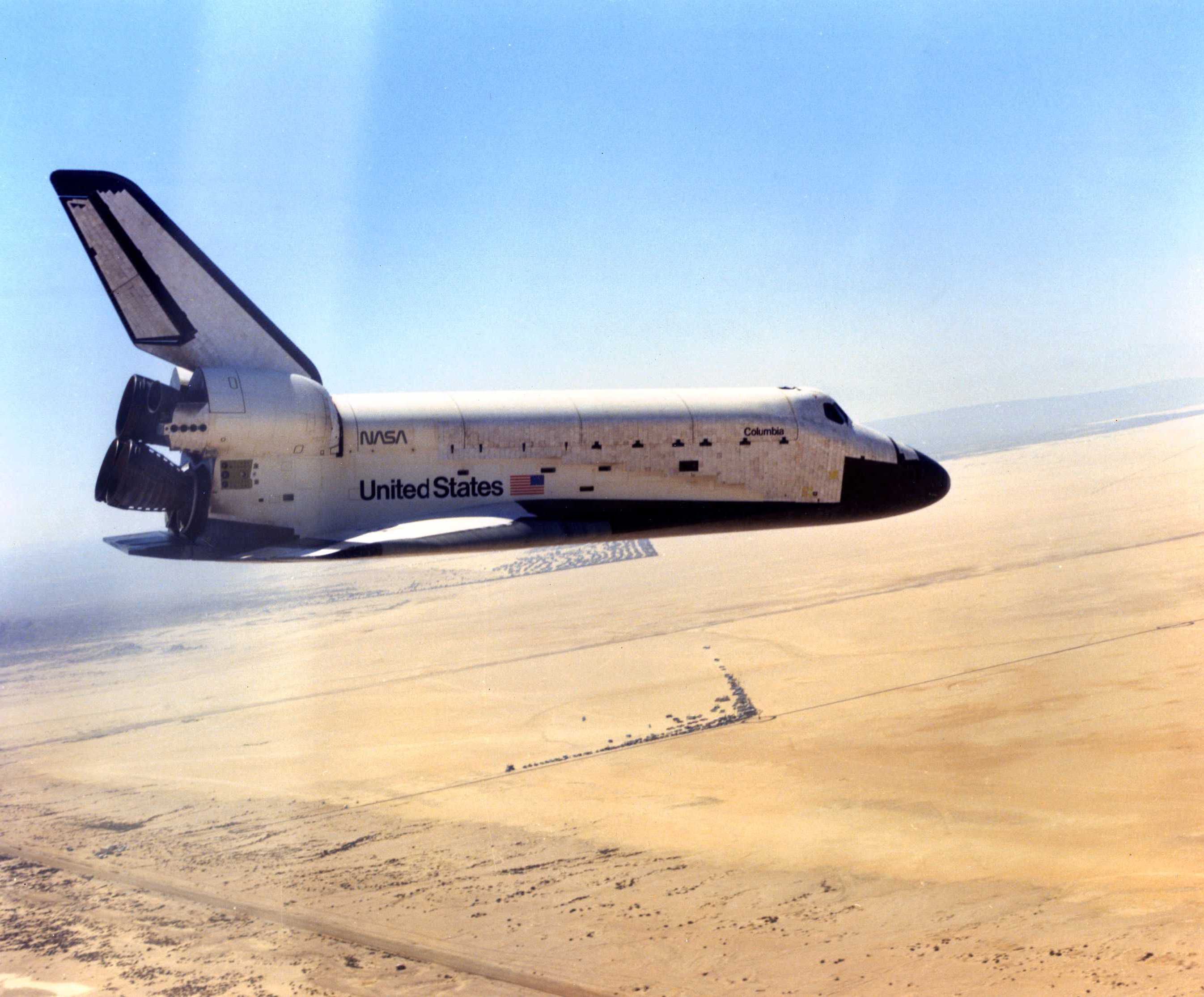 Space Shuttle Columbia Coming In To Land For The First Time