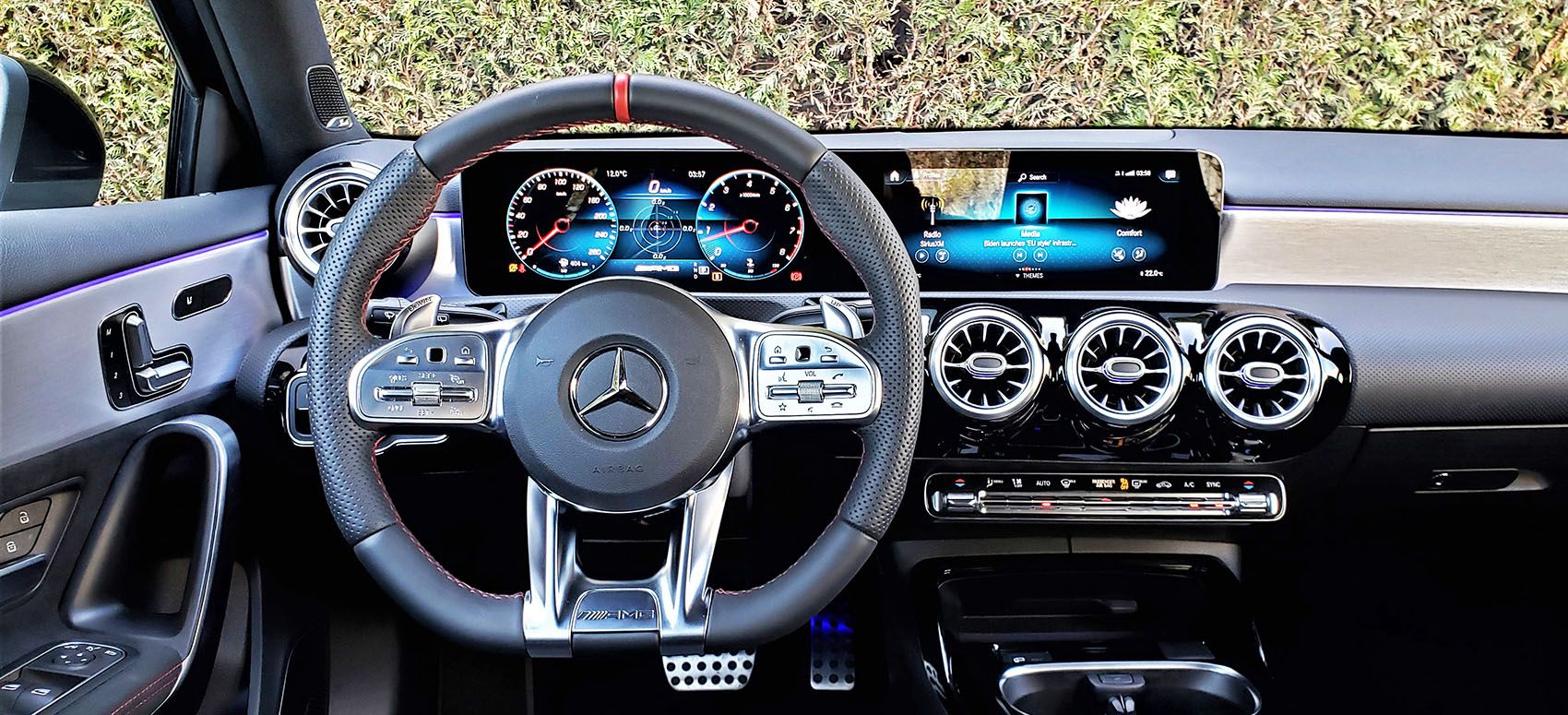 The 2021 Mercedes-AMG A35 4Matic Hatch instrument panel.