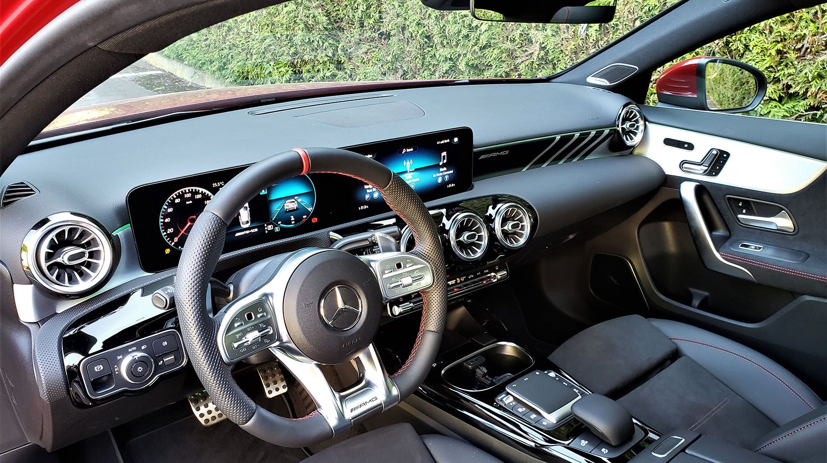 The 2021 Mercedes-AMG A35 4Matic Sedan dash and instrument panel.