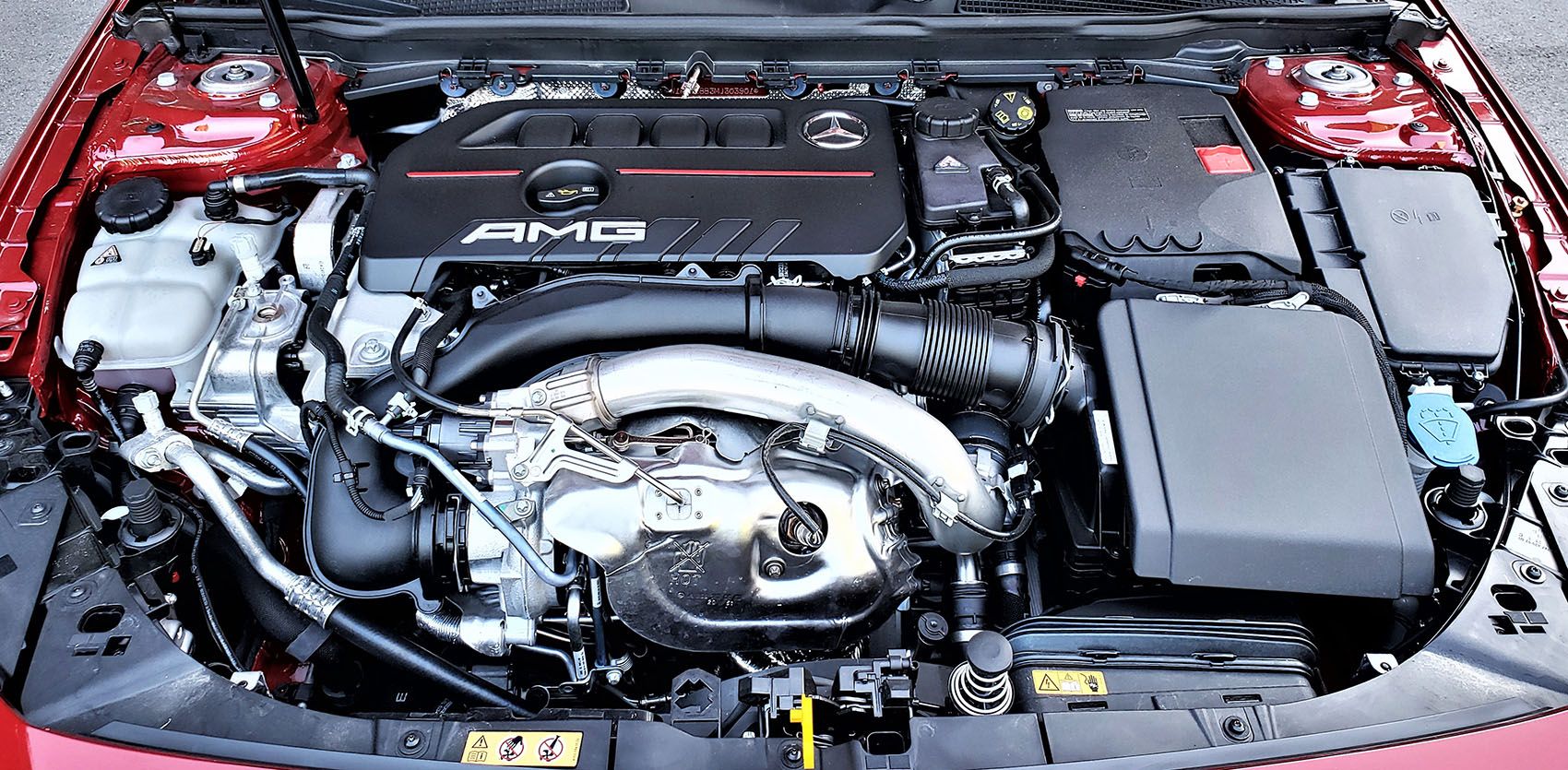 The 2021 Mercedes-AMG A35 4Matic's 2.0-litre turbocharged four-cylinder engine makes 302 hp and 295 lb-ft of torque.