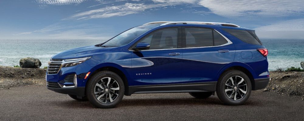 Blue 2022 Chevrolet Equinox on the road