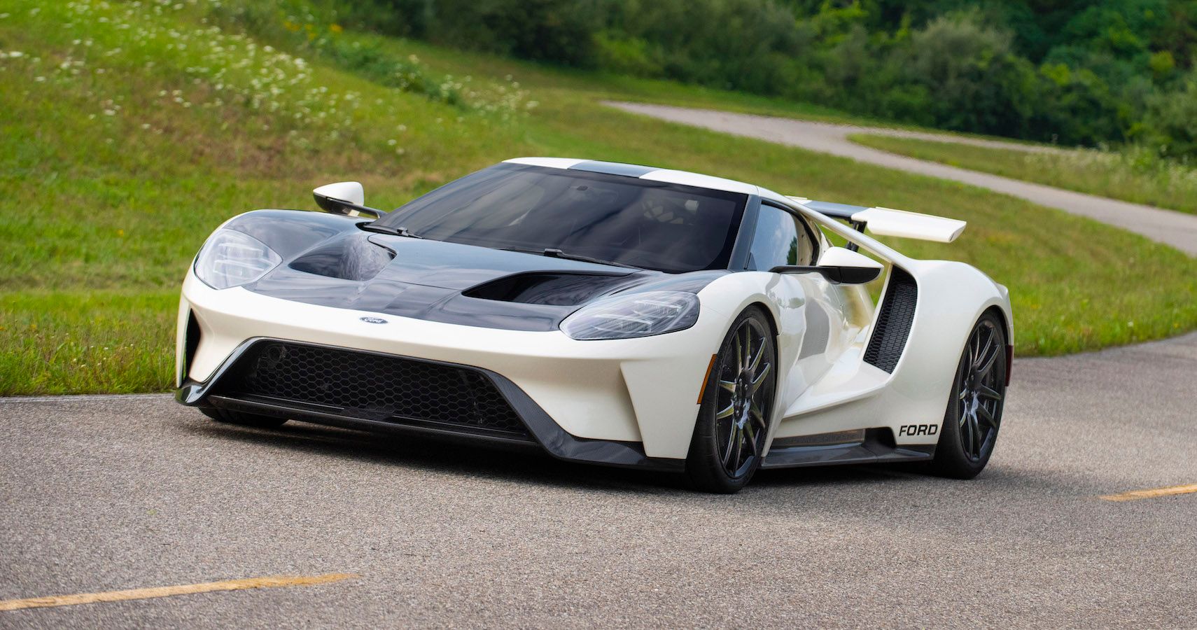 White On Black 2022 Ford GT 64 Heritage Edition On The Road