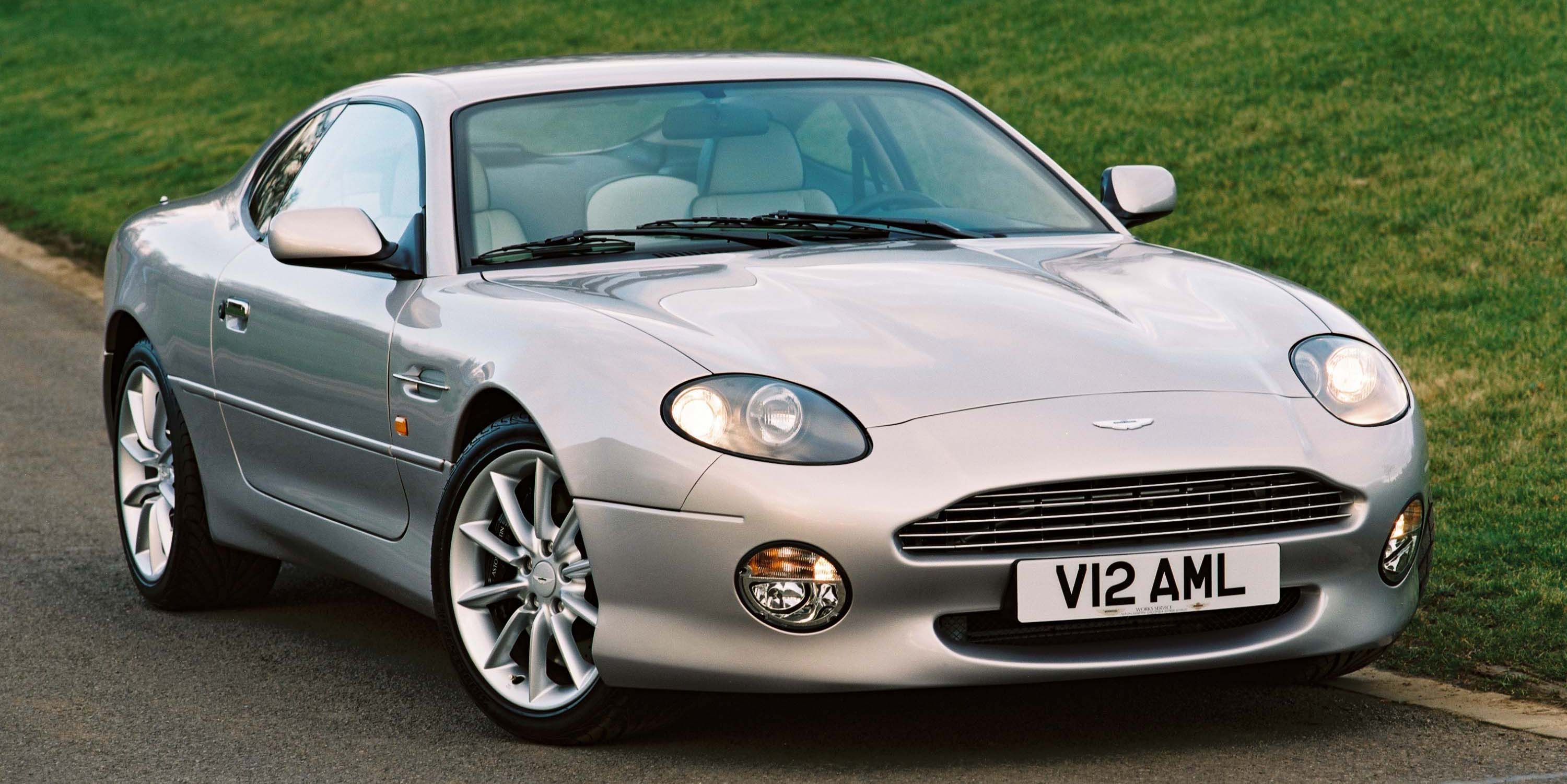 The Front Of A Silver Aston Martin DB7