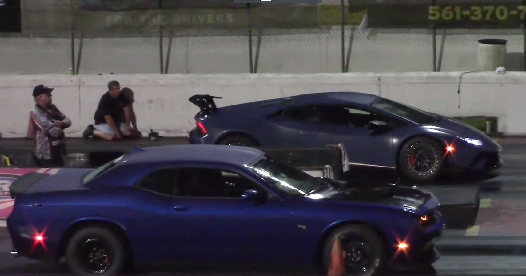 Watch This Lambo Huracan Drag Race A Dodge Challenger Scat Pack