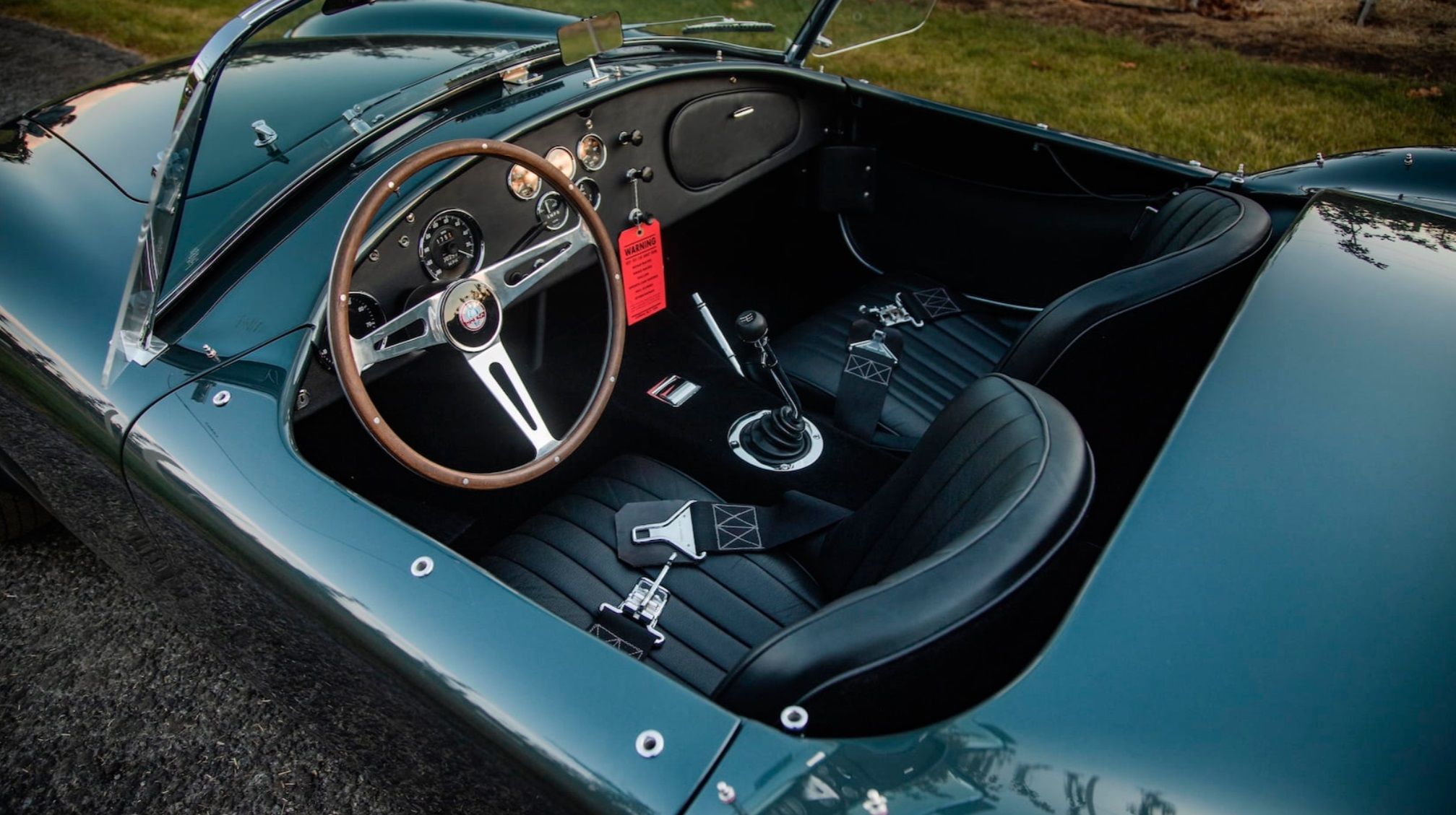 The interior of the 1965 Shelby Cobra 427 Roadster.