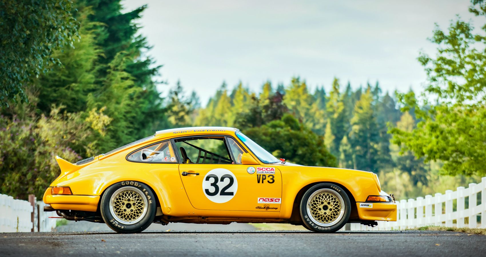 Porsche 911 1970s yellow race bbs