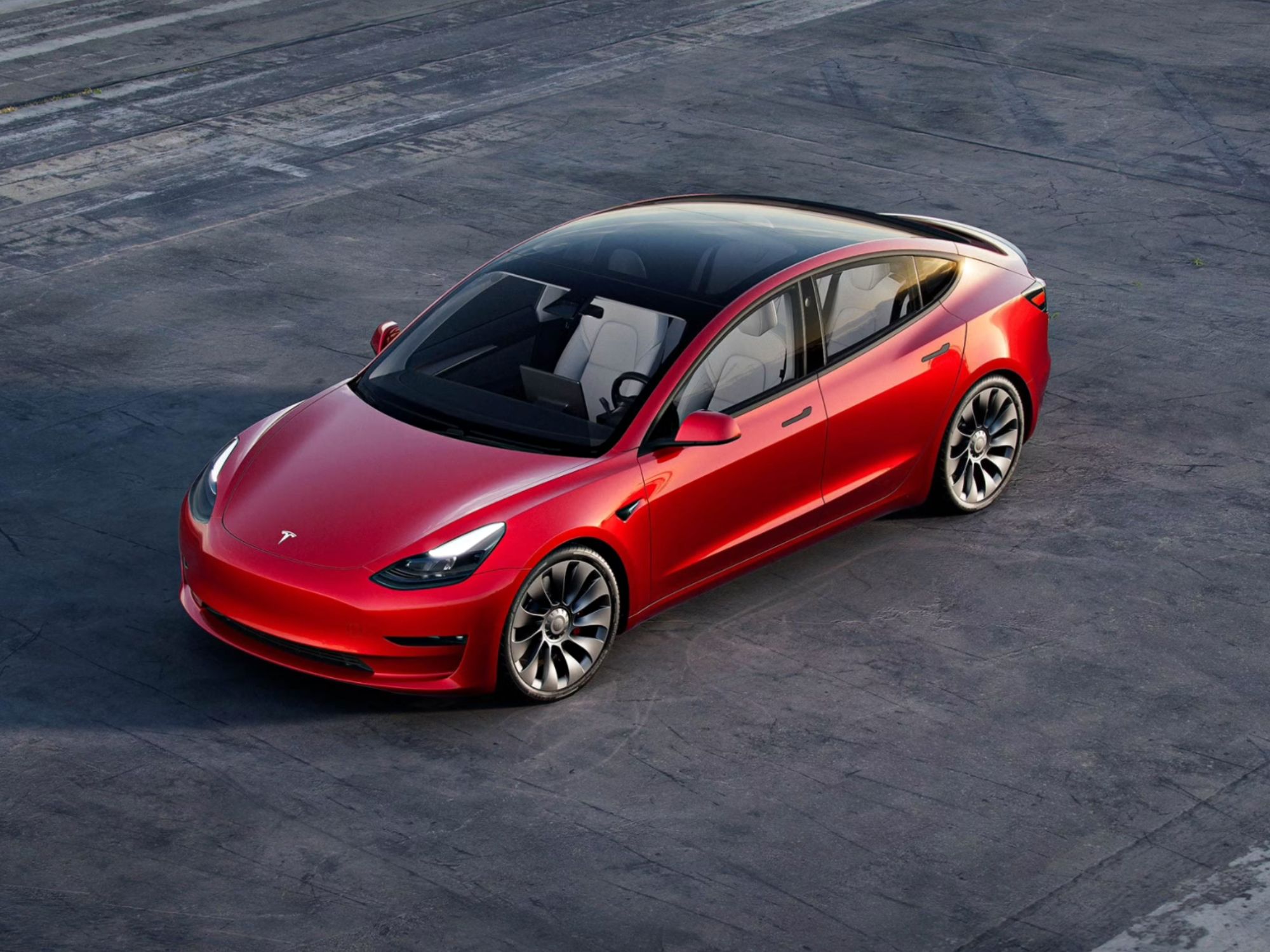 Tesla Model 3 In Red