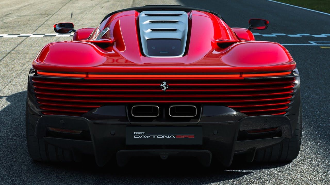 The Rear View Of A Red Ferrari Daytona SP3