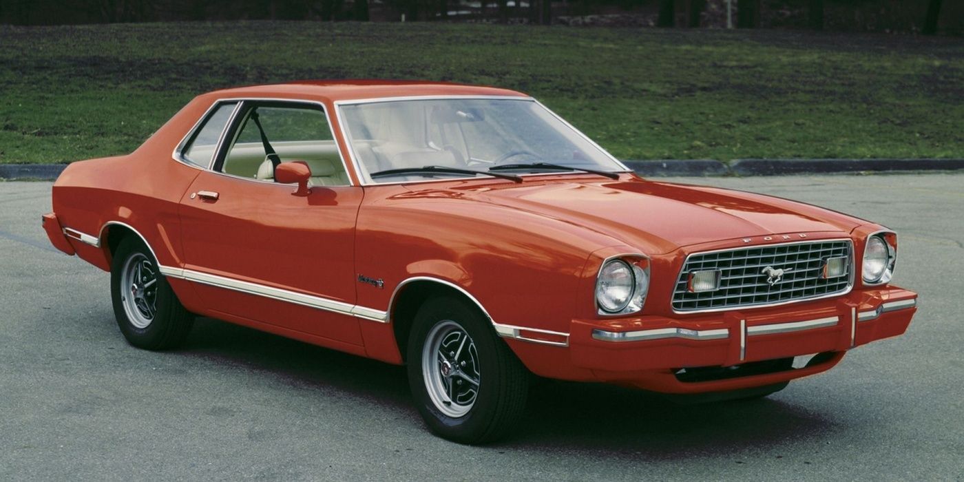 1974 Ford Mustang II red muscle car parked