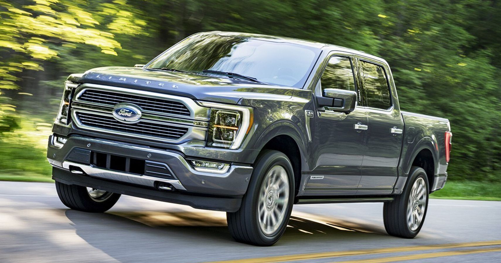 Gray 2022 Ford F-150 Cruising On The Road