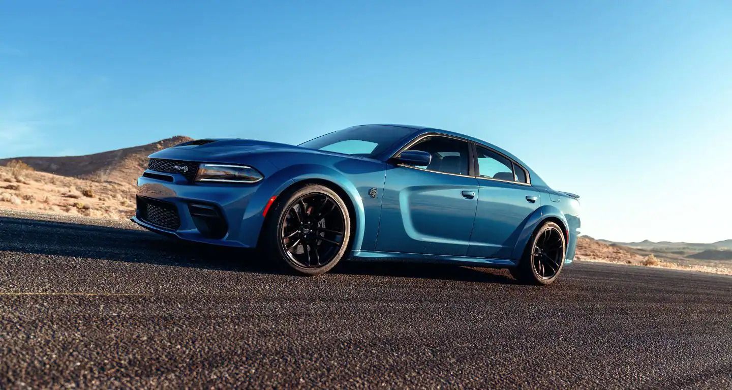 Blue 2021 Dodge Charger SRT Hellcat on the road