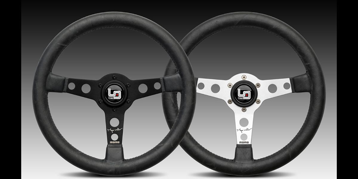 A Black & Silver Magnus Walker MOMO Signature Series Steering Wheel 