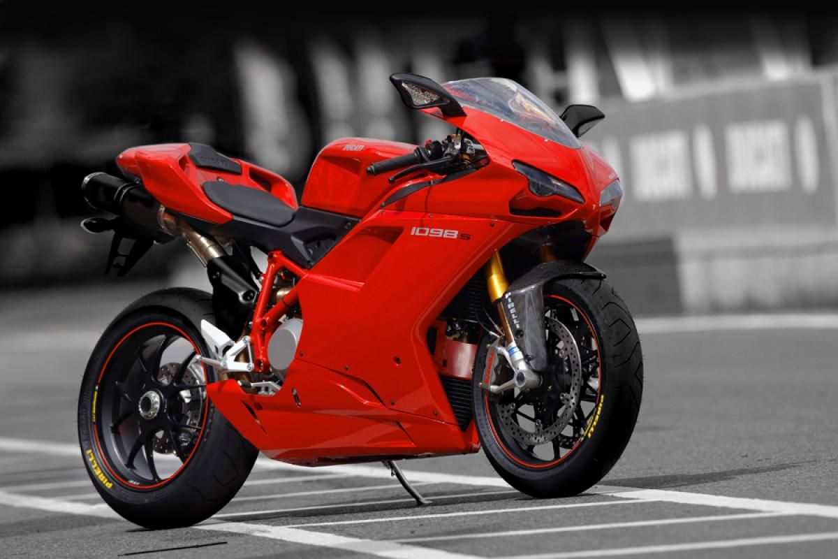 A Red Ducati 1098 On The Street