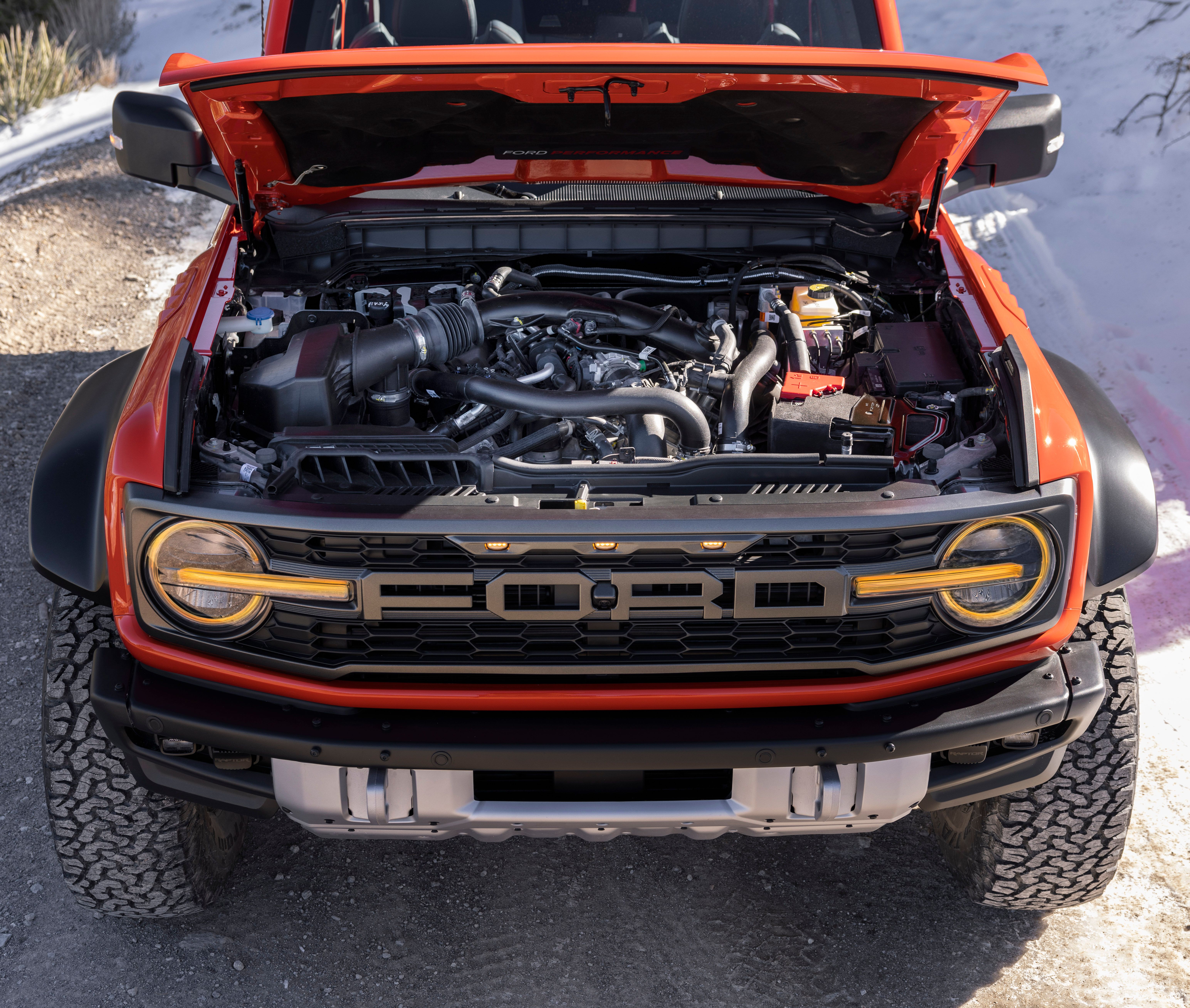 Bronco Raptor hood and engine