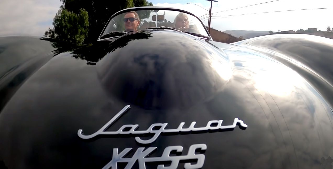 Black Jaguar XKSS driven on Los Angeles street