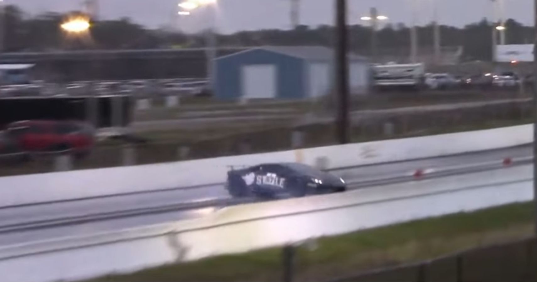 Watch This Lamborghini Spin Out Of Control And Crash At Drag Strip