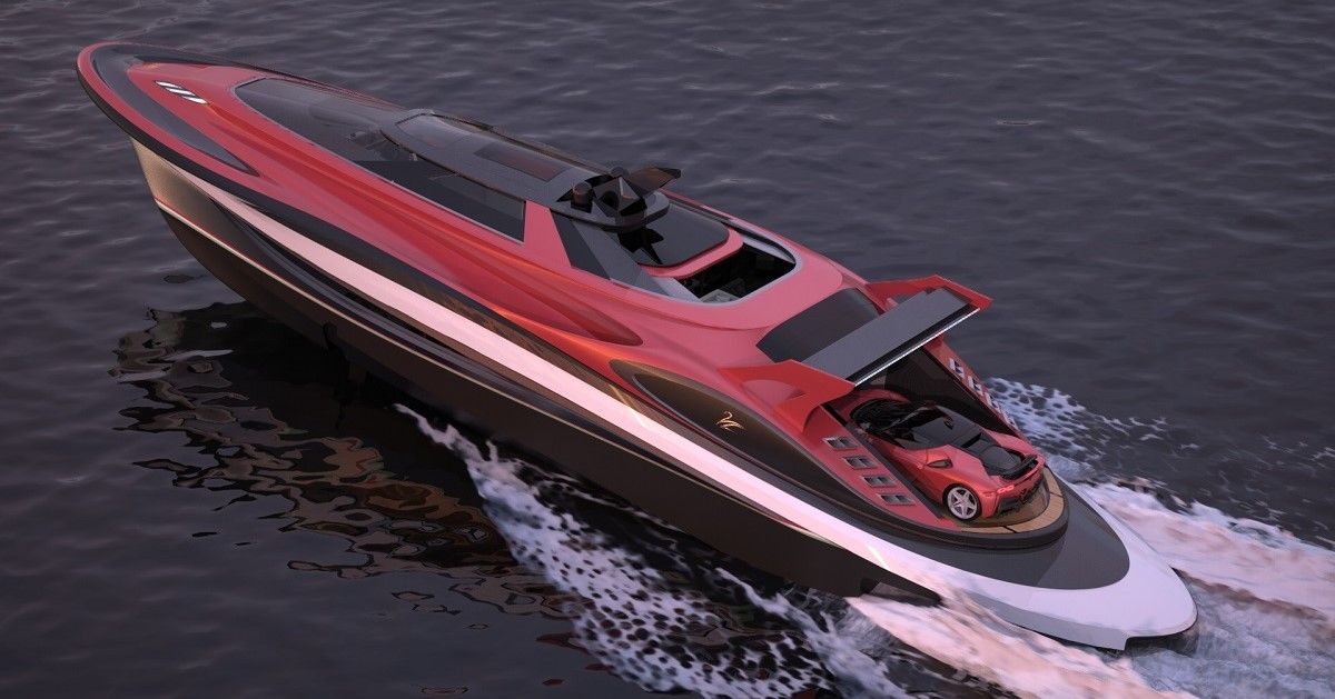 This Mega-Yacht Has 6,600-HP And Space For a Ferrari F8 Tributo