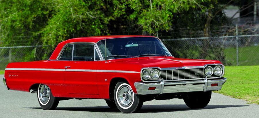 1964 Chevy Impala In Red Front Quarter View