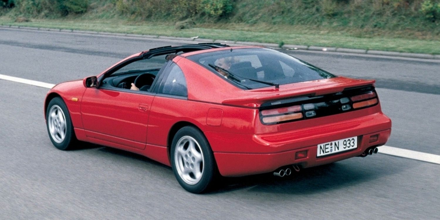 Rear 3/4 view of a 300ZX on the move