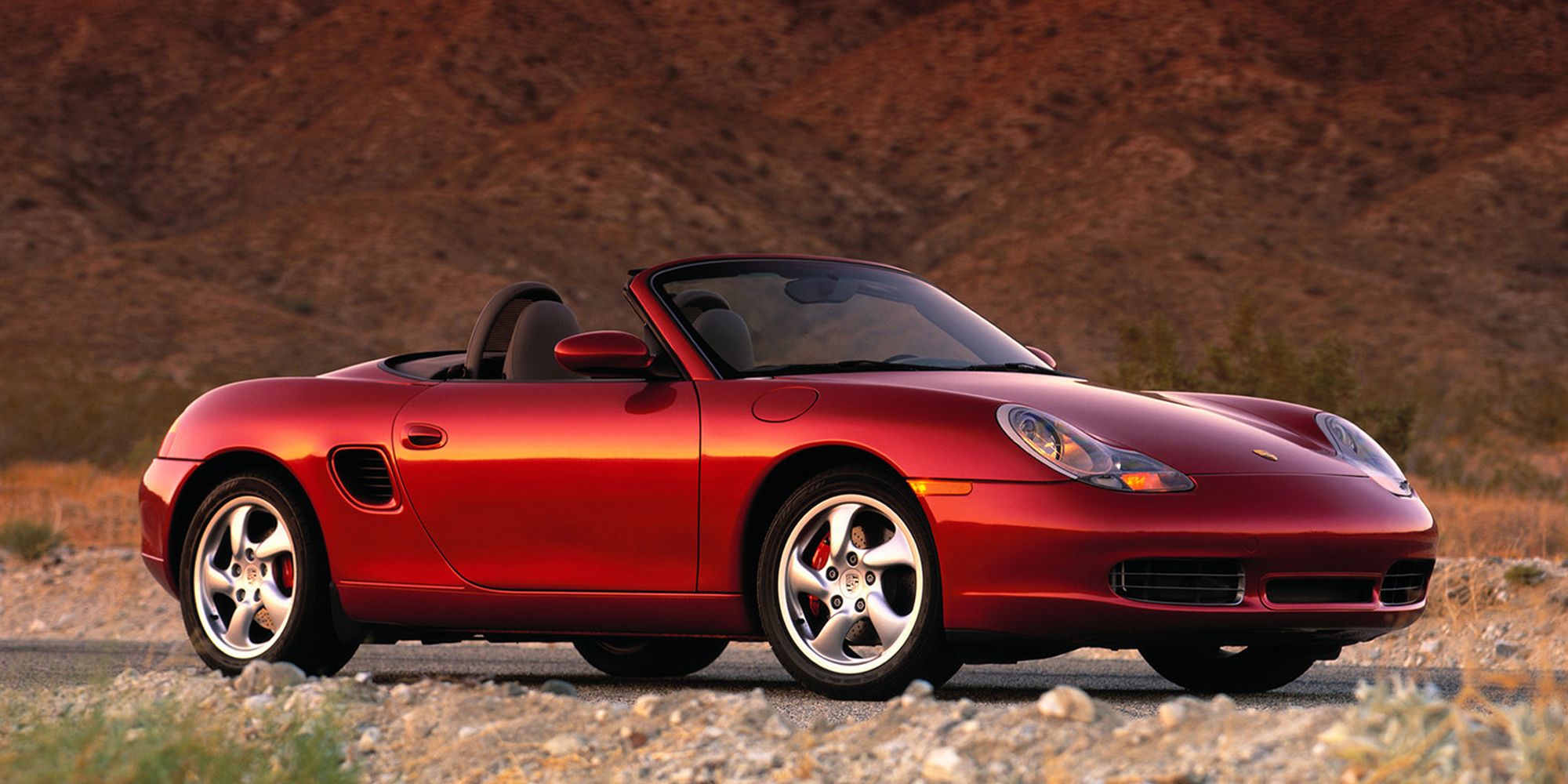 Front 3/4 view of a red Boxster S