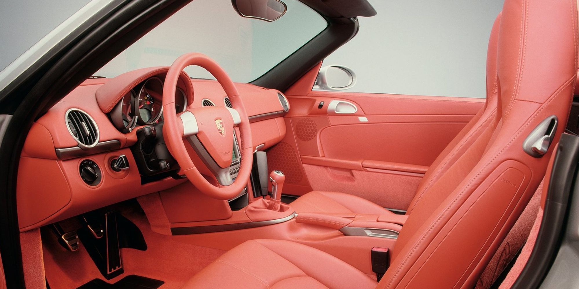 The interior of the facelift 986 Boxster, in red