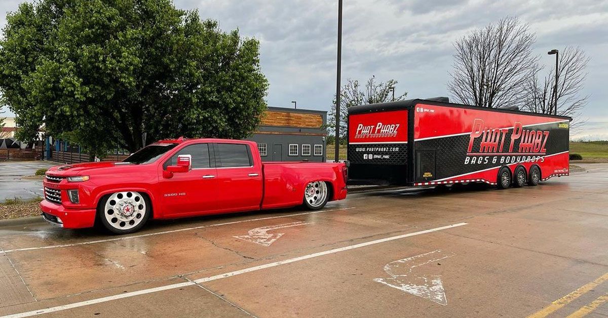 bagged chevy dually towing