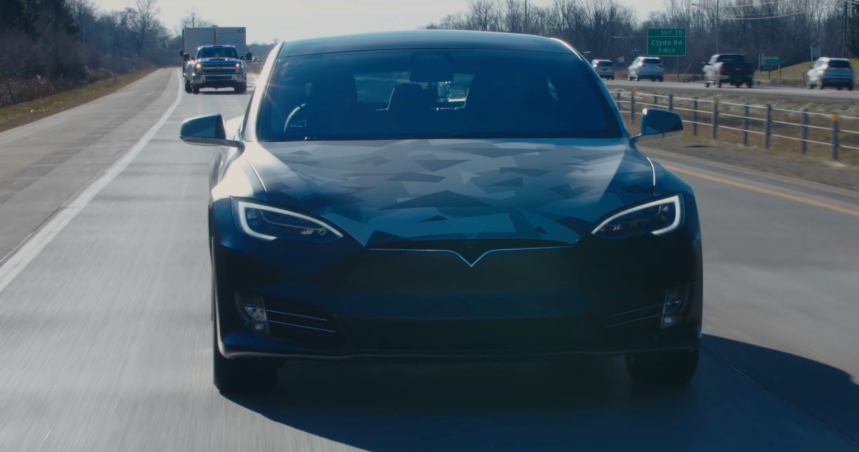 ONE prototype battery-equipped Tesla Model S front third quarter view