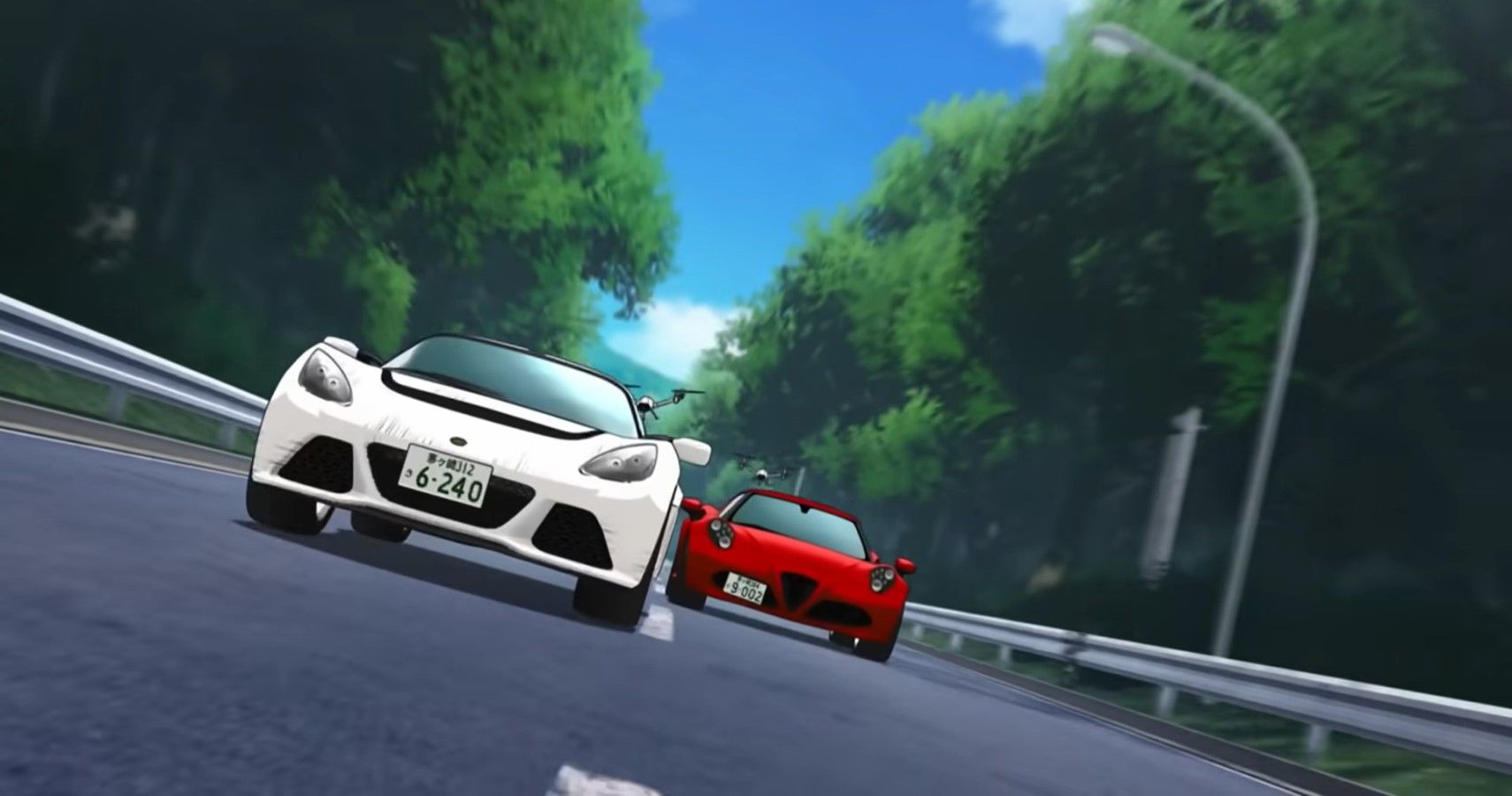 Lotus Exige and Alfa Romeo 4C from the anime