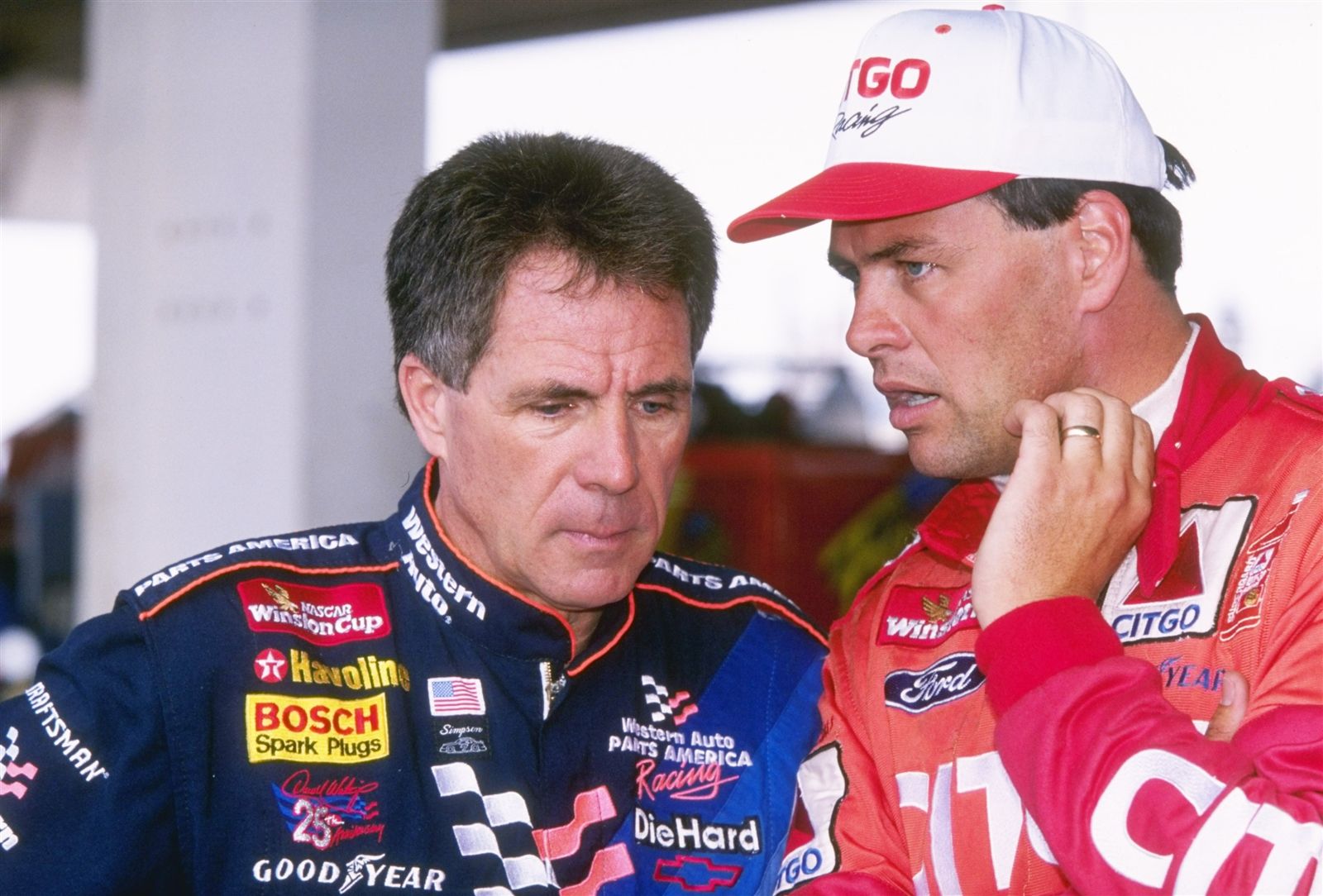 Darrell Waltrip talking to his brother Michael