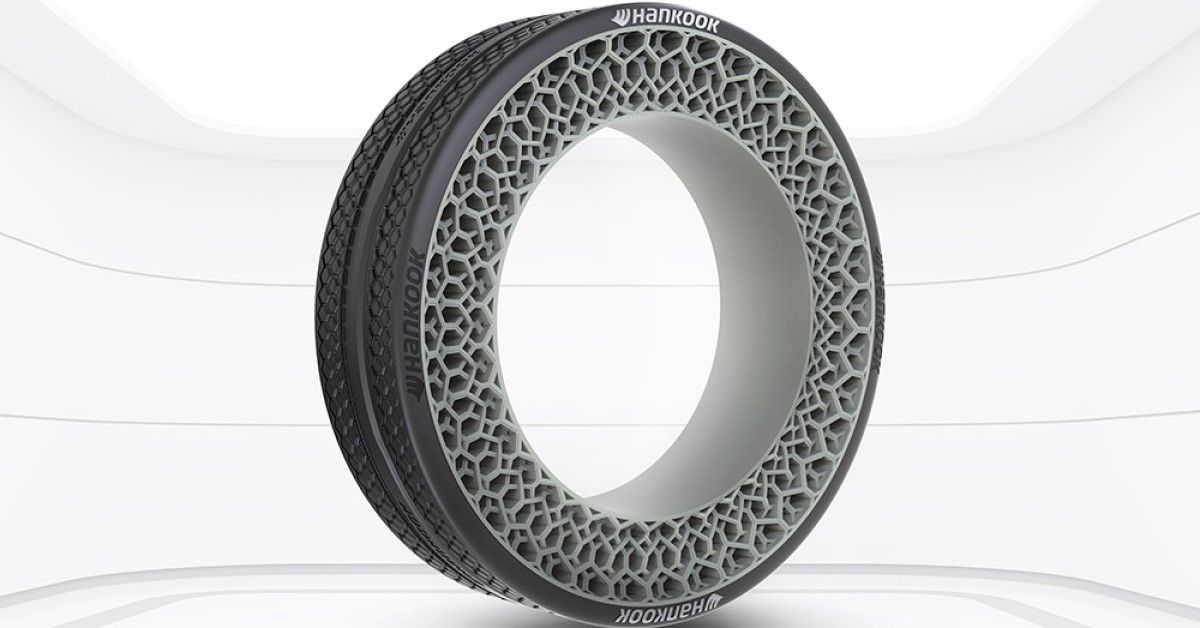 Hankook i-Flex airless tire front third quarter view