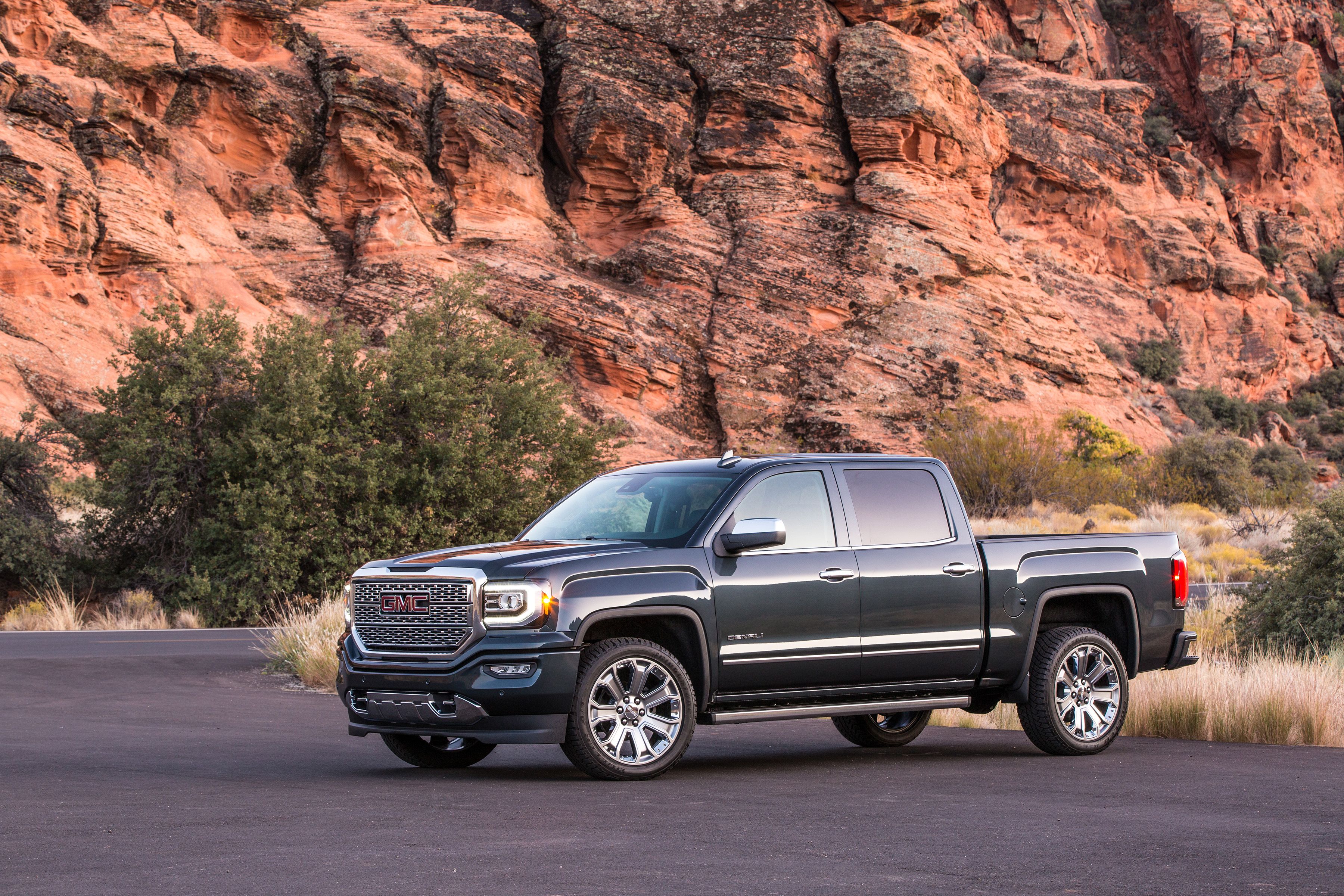The 2018 GMC Sierra on the road.