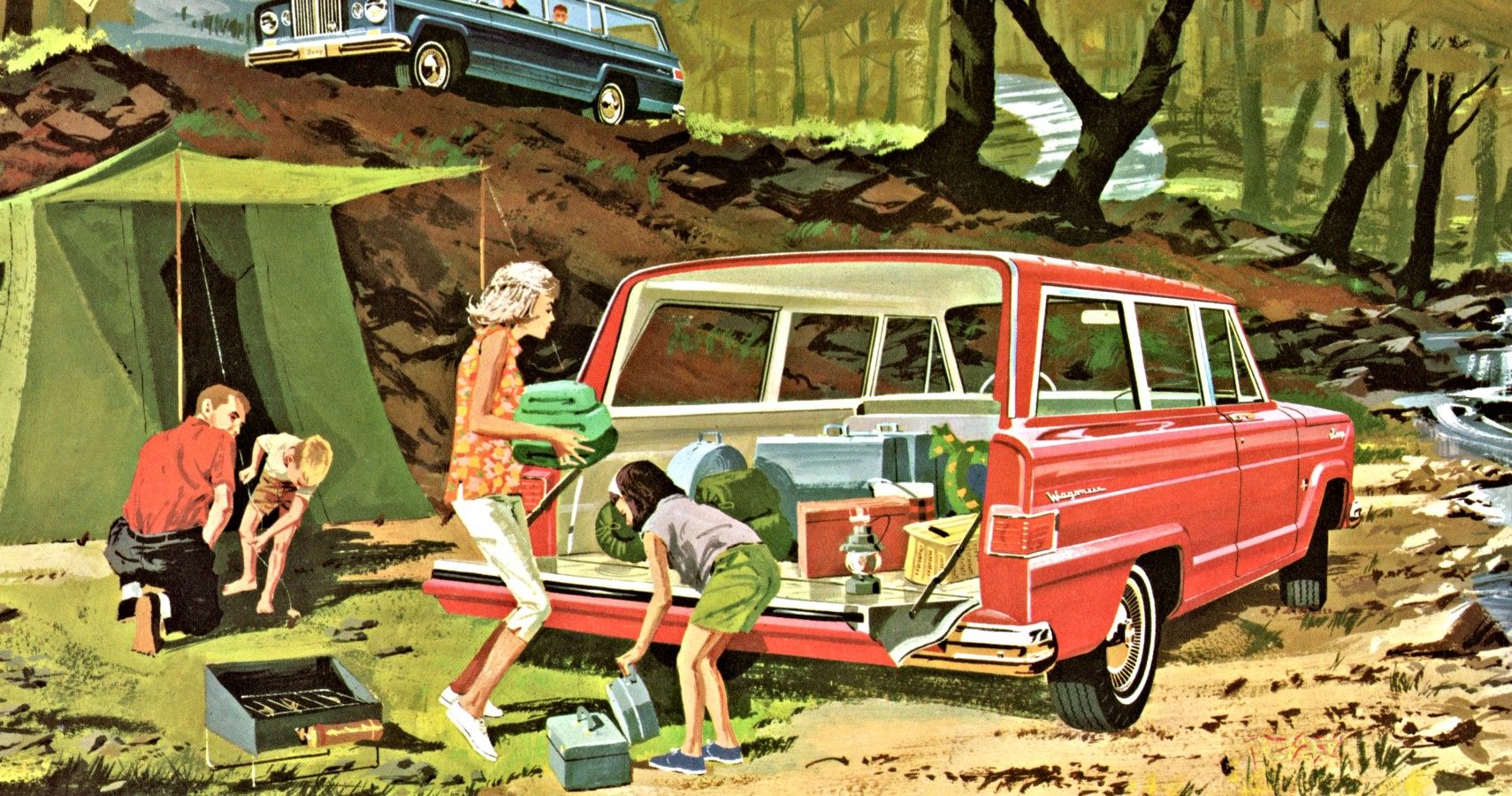 1963 Jeep Wagoneer used by a family for weekend off-roading