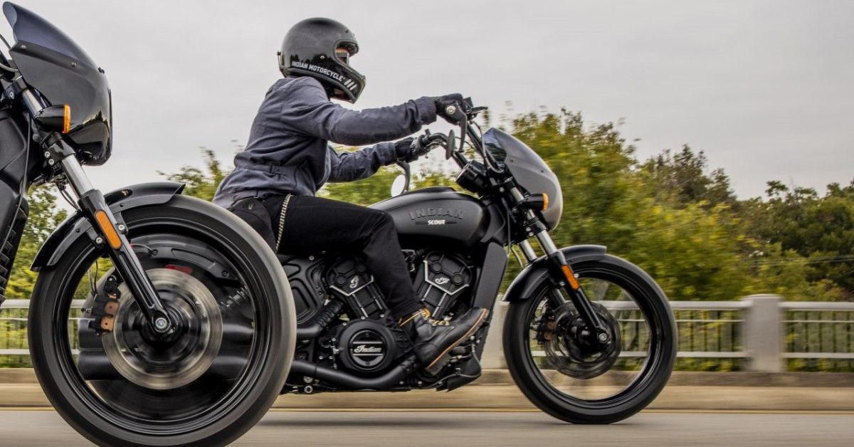 2022 Indian Scout Rogue all-black on the road