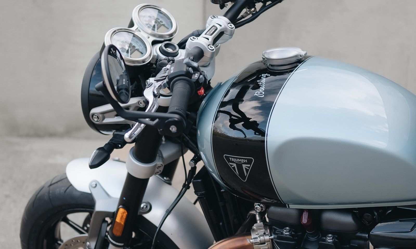 A Close-Up Shot Of The Triumph Speed Twin Limited Breitling Edition