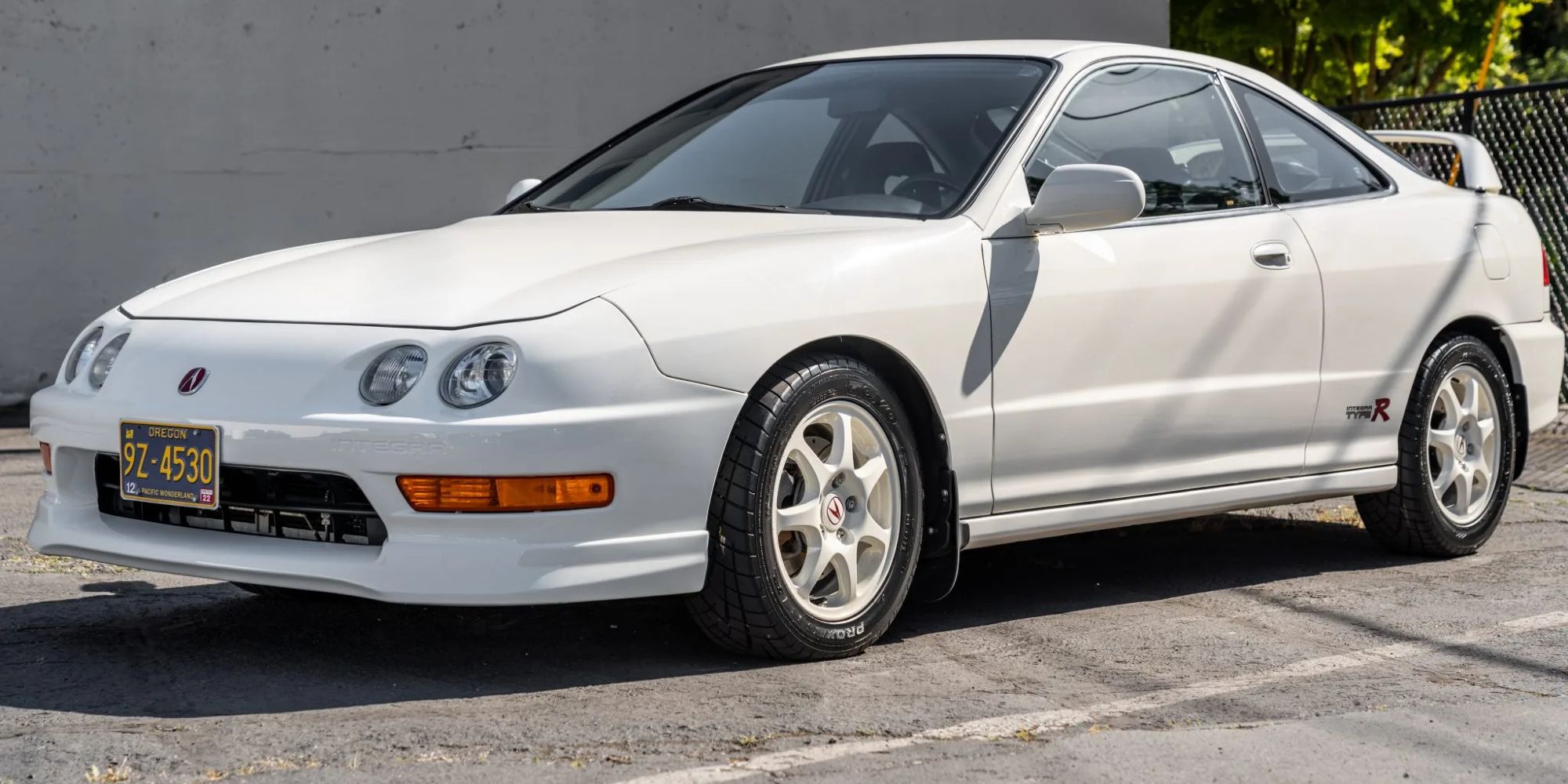 The front of a white Integra Type R, driver's side