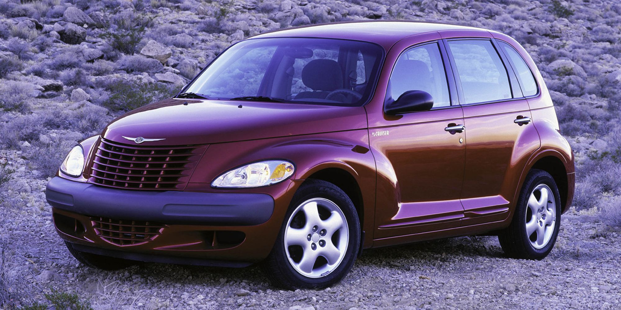 Front 3/4 view of a red PT Cruiser