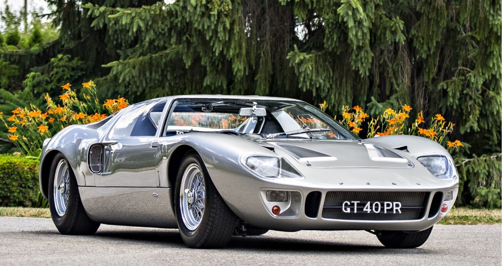 Silver 1966 Ford GT40 Mk I Parked Outside