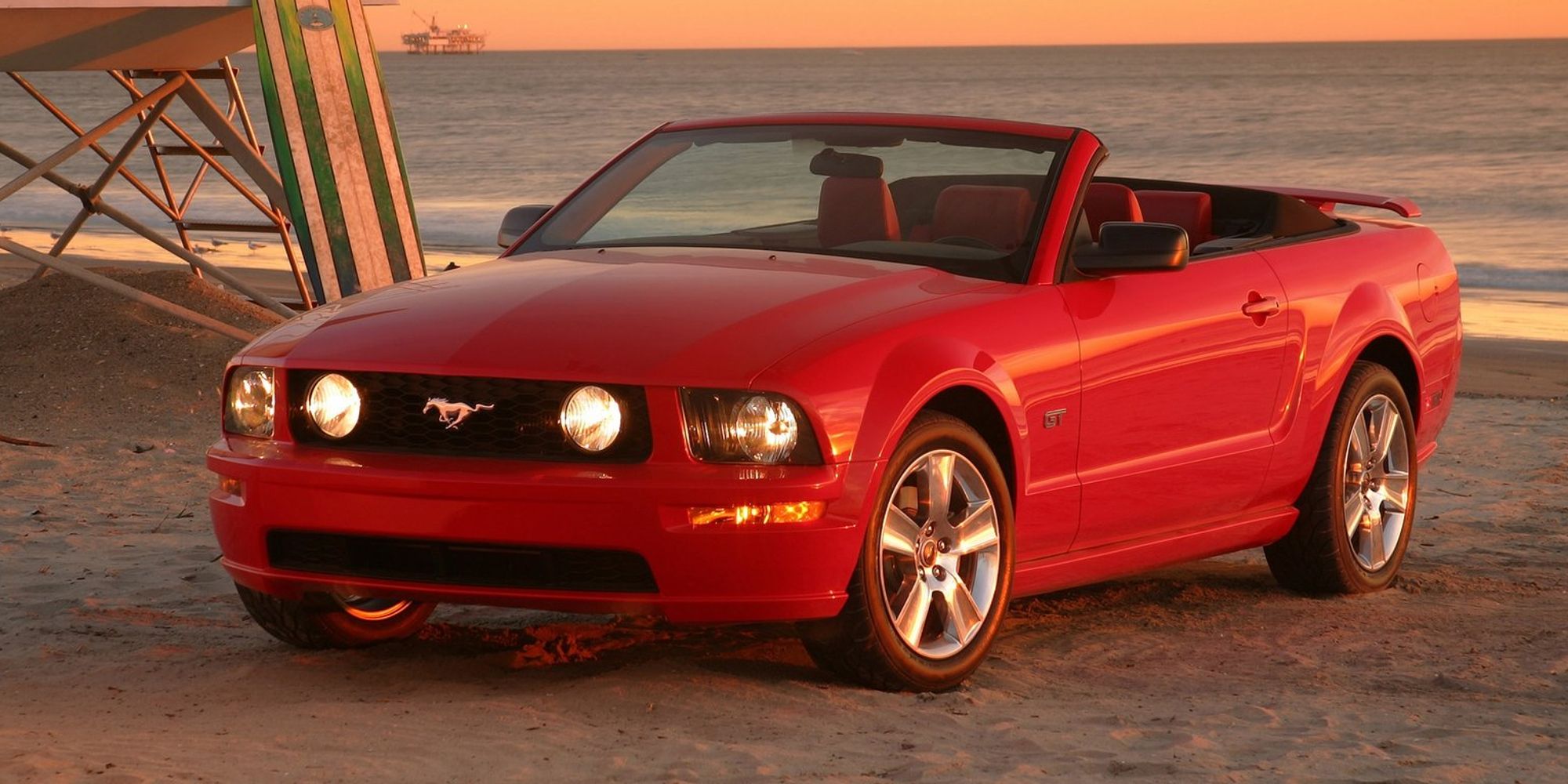 Front 3/4 view of a red S197 GT Convertible
