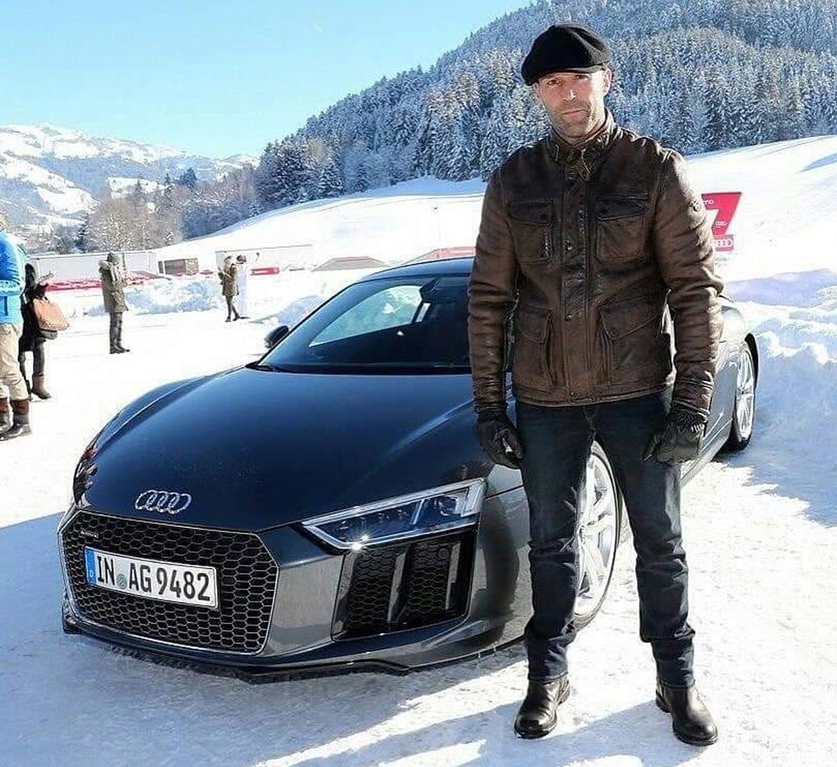Jason Statham's With His Black Audi R8 