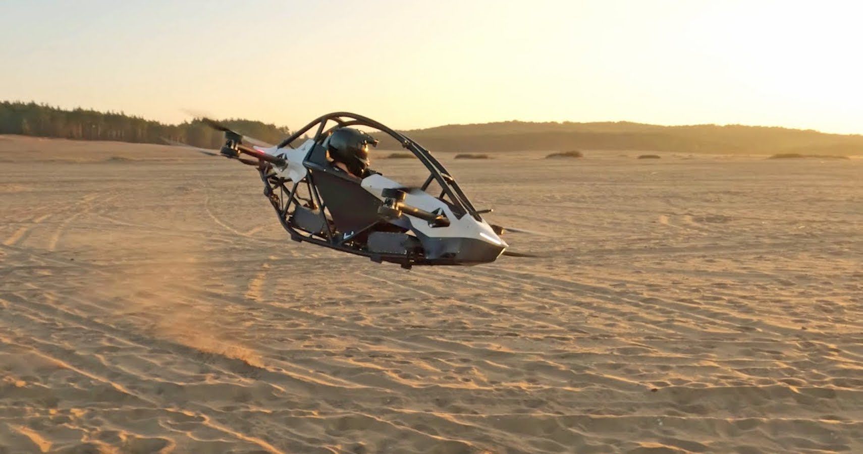 Jetson One Flying Car over sand