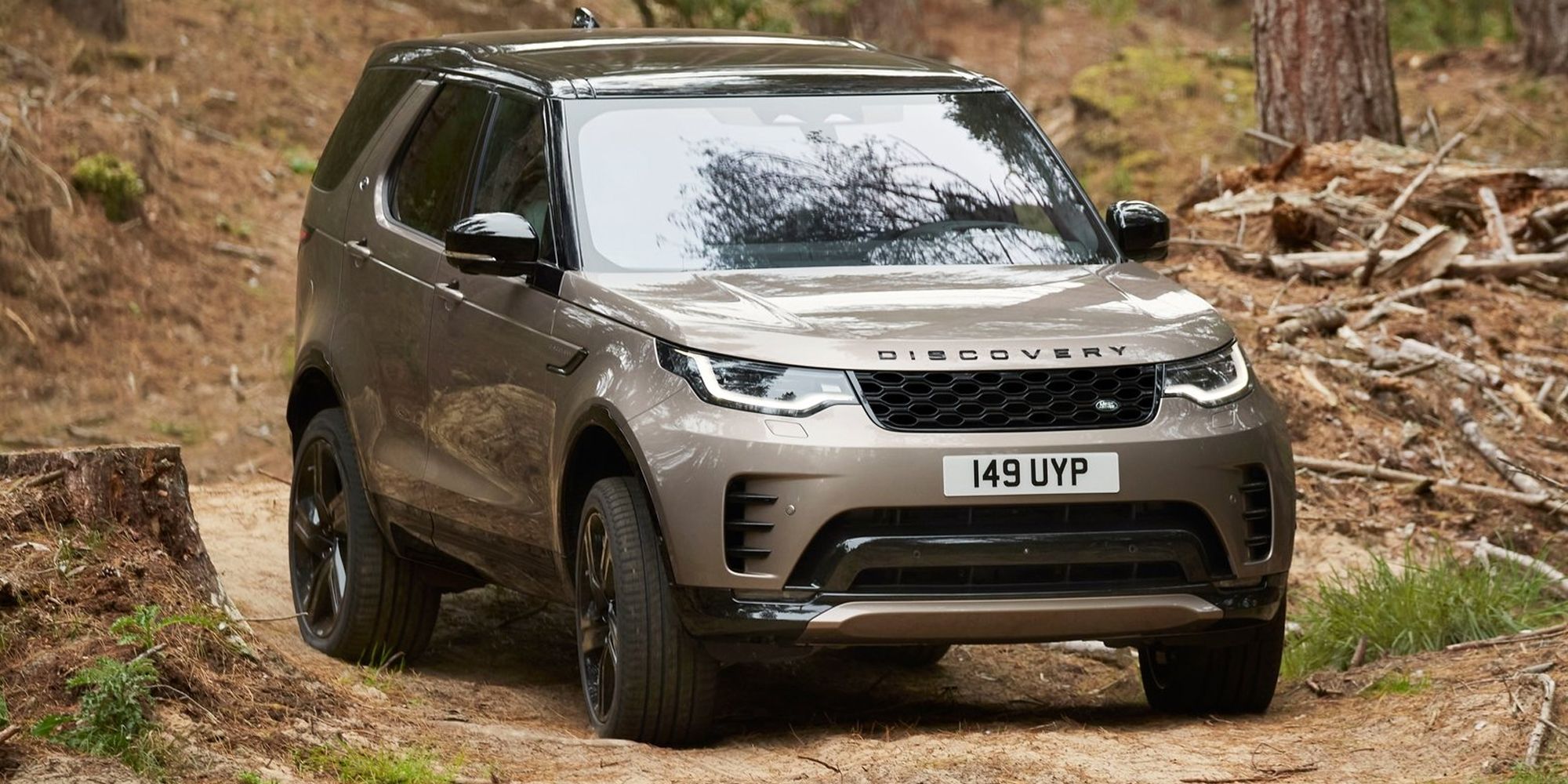 The front of the Discovery off-roading