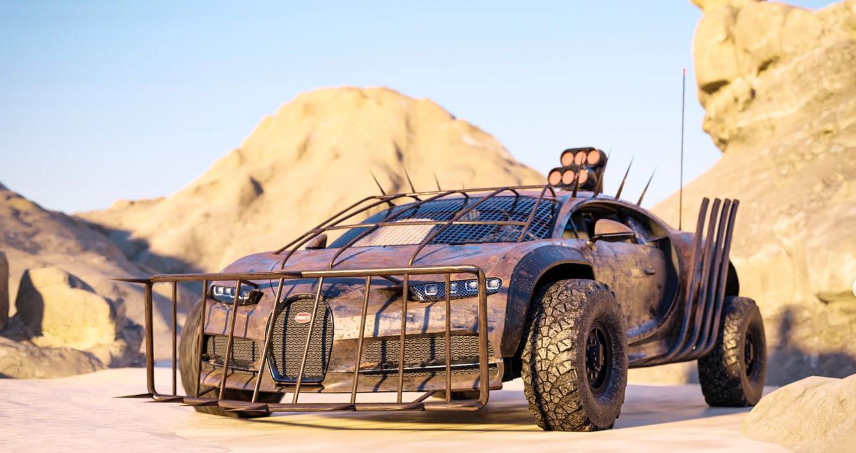 Mad Max Bugatti Chiron Frontal rendering 