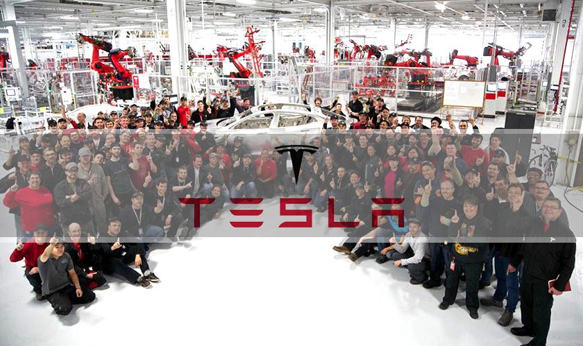 Tesla Workers together