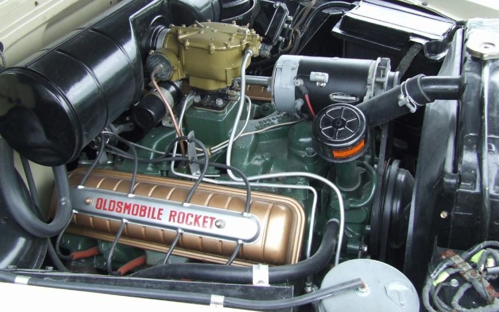 The V8 Engine Of A 1949 Oldsmobile Rocket 88
