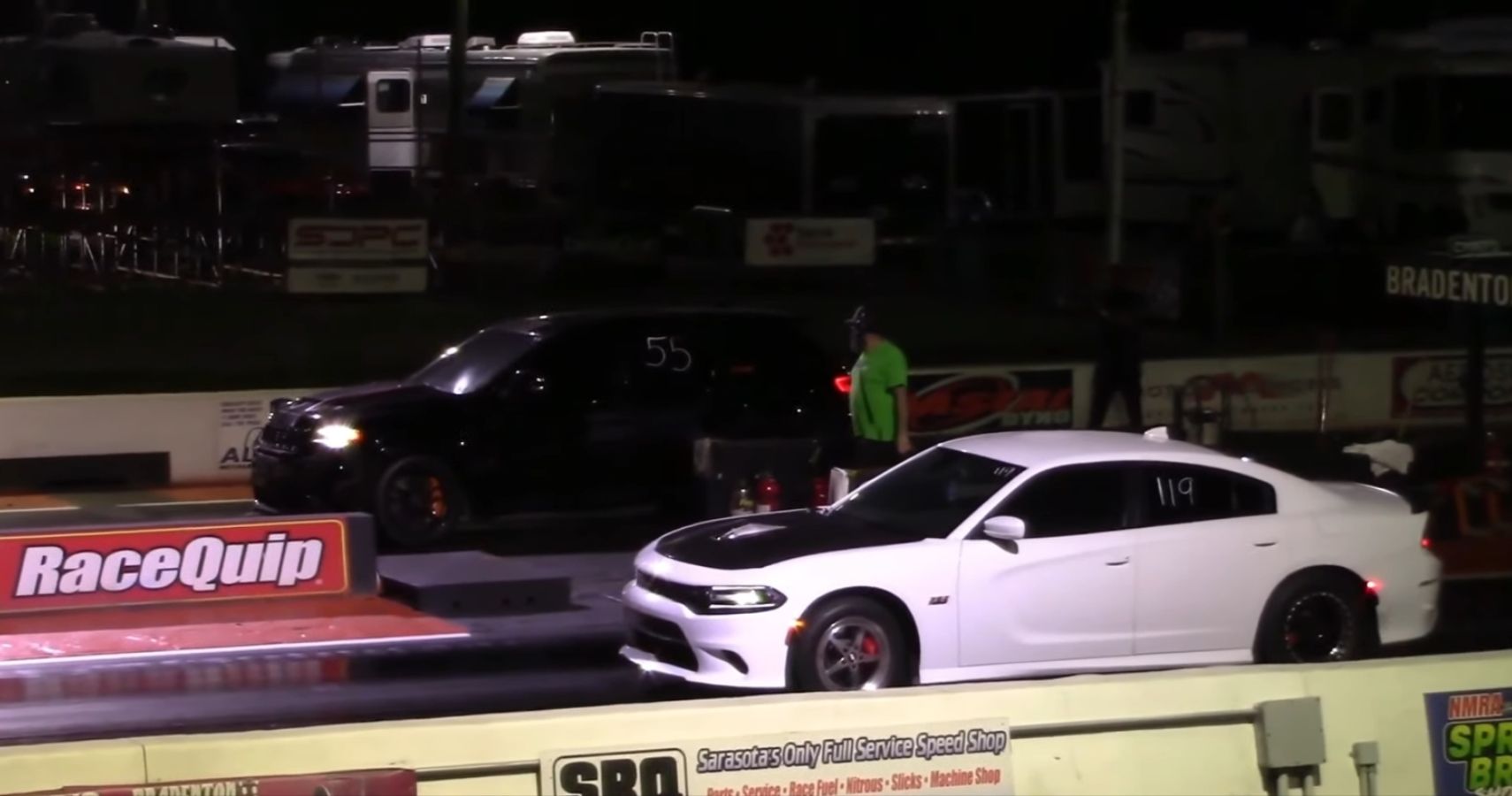 Trackhawk vs Tesla And Charger, Charger Drag Race